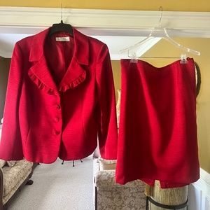 Kasper Womens 2 piece red skirt suit